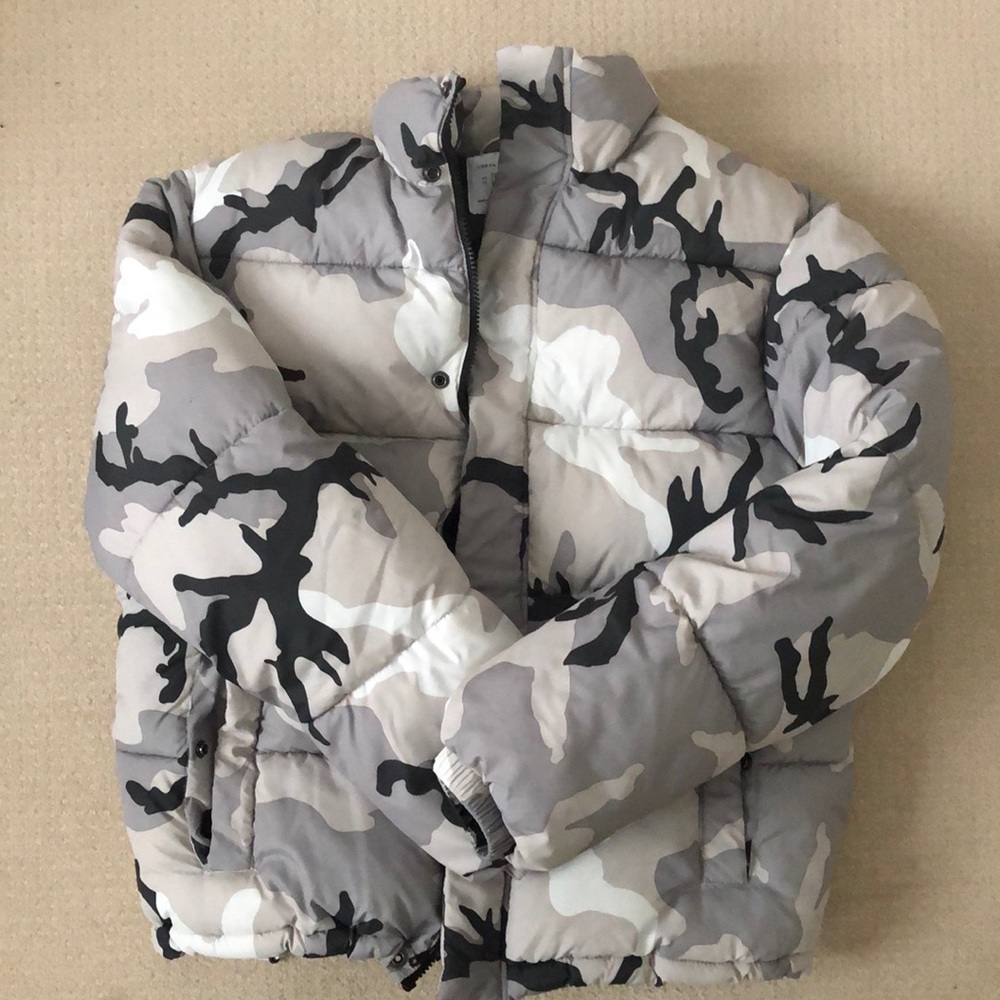 Gray camo puffer